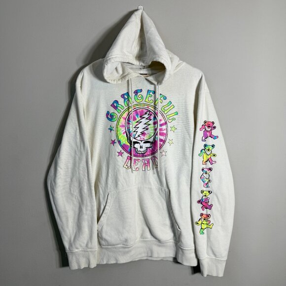 Grateful Dead Hooded Sweatshirt Pullover Hoodie Women's Medium Ivory Dead Head - Picture 3 of 12